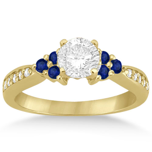 Floral Diamond and Sapphire Engagement Ring 14k Yellow Gold (0.30ct)