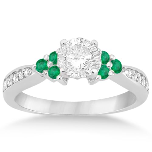 Floral Diamond and Emerald Engagement Ring Platinum (0.28ct)