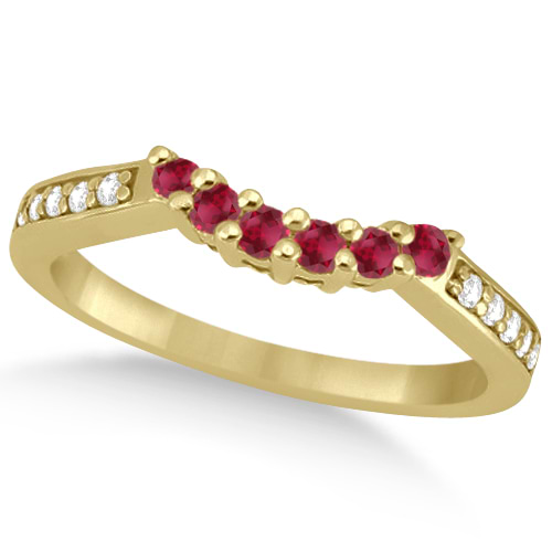 Floral Diamond and Ruby Wedding Ring 18k Yellow Gold (0.30ct)