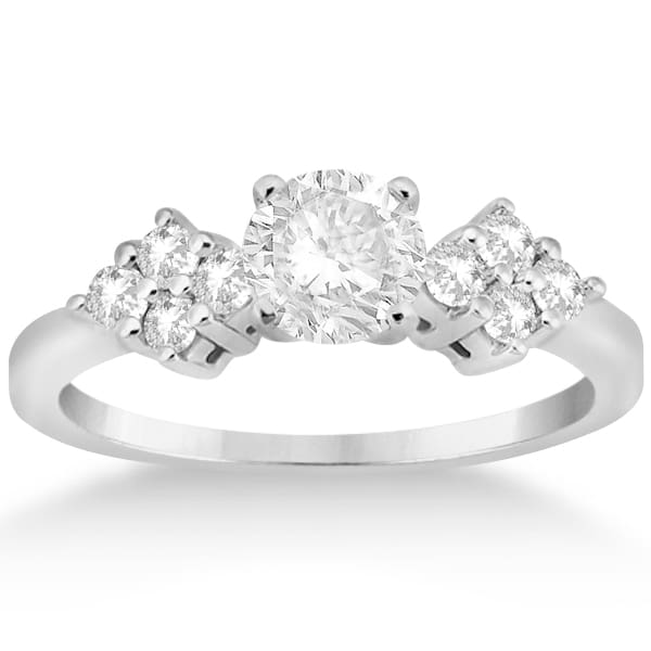 Modern Diamond Cluster Engagement Ring 18k White Gold (0.24ct)