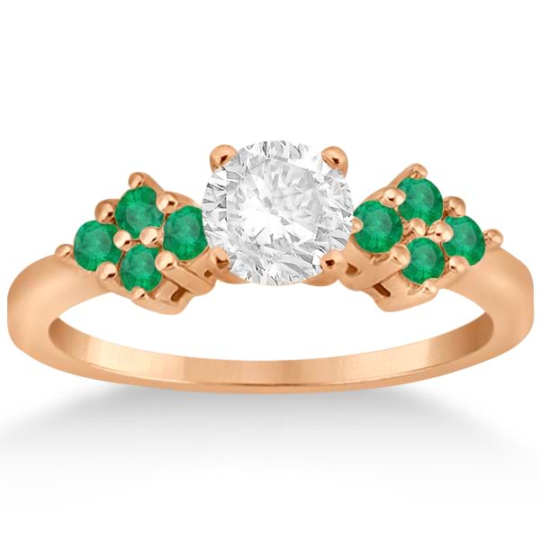 Designer Green Emerald Floral Engagement Ring 18k Rose Gold (0.28ct)
