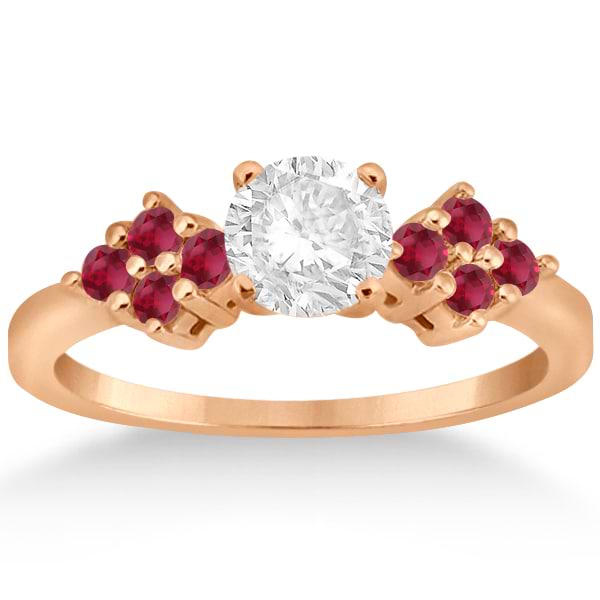 Designer Ruby Cluster Floral Engagement Ring 18k Rose Gold (0.35ct)