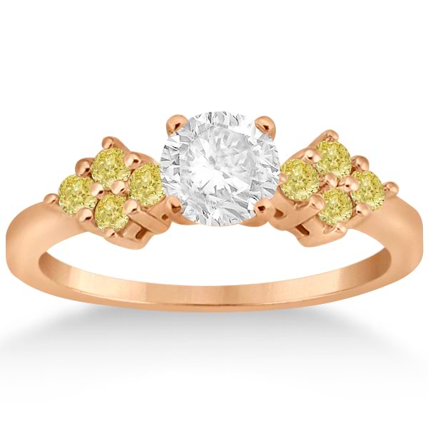 Designer Yellow Diamond Floral Engagement Ring 18k Rose Gold (0.24ct)