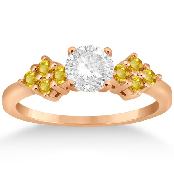 Designer Yellow Sapphire Floral Engagement Ring 14k Rose Gold (0.35ct)
