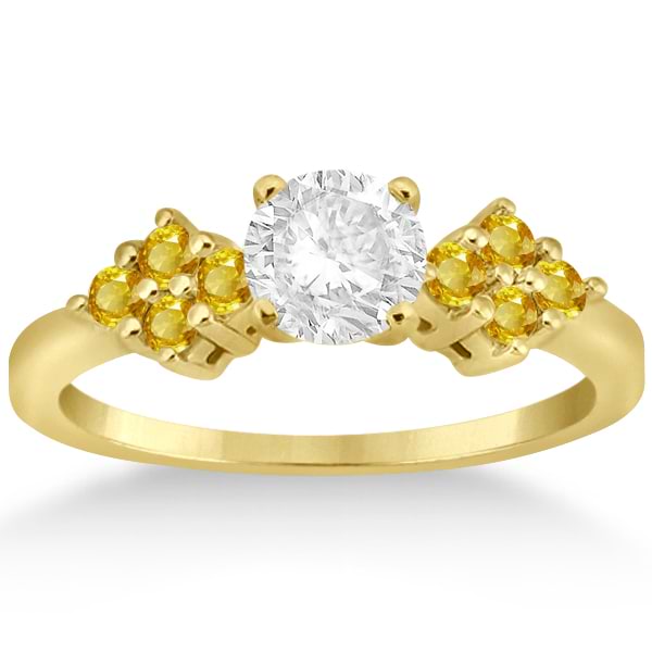 Designer Yellow Sapphire Floral Engagement Ring 14k Yellow Gold (0.35ct)