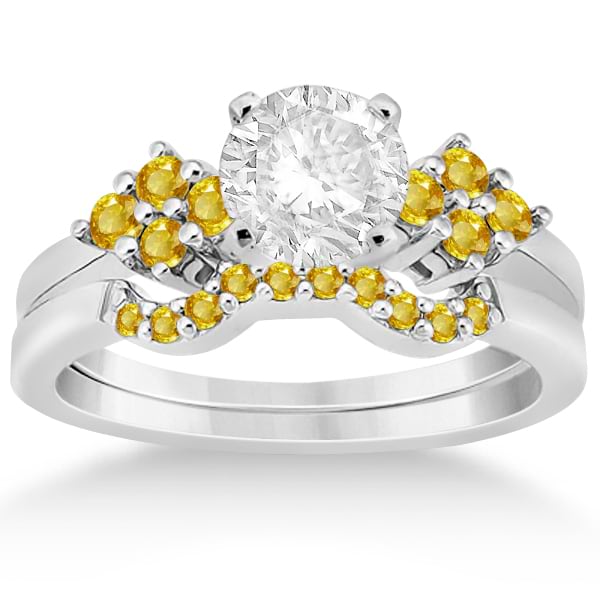 Yellow Sapphire Engagement Ring & Wedding Band in Platinum (0.50ct)