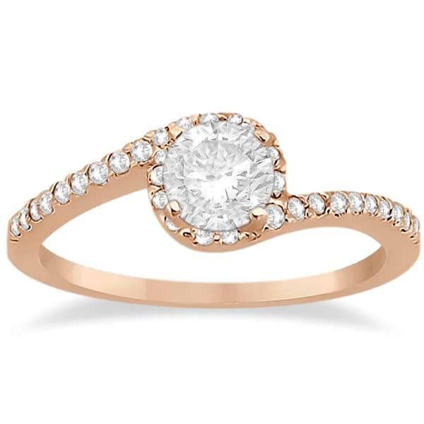 Halo Diamond Twist Engagement Ring Setting 14k Rose Gold (0.16ct)