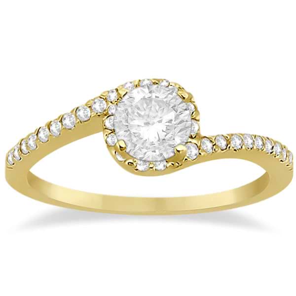 Halo Diamond Twist Engagement Ring Setting 14k Yellow Gold (0.16ct)