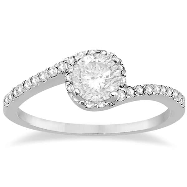Halo Diamond Twist Engagement Ring Setting 18k White Gold (0.16ct)