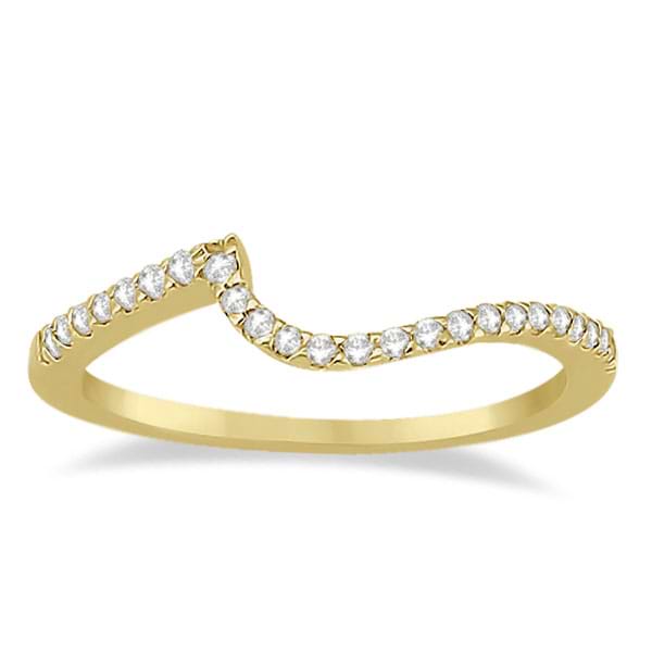 Petite Contour Diamond Wedding Band Swirl Ring 18k Yellow Gold (0.12ct)