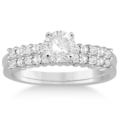 Petite Diamond Bridal Ring Set 18k White Gold (0.35ct)