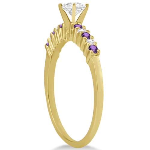 Petite Diamond & Amethyst Engagement Ring 14k Yellow Gold (0.15ct)