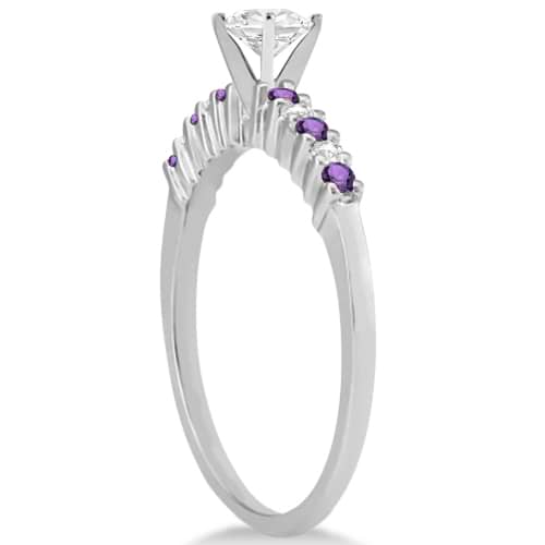 Petite Diamond & Amethyst Engagement Ring Platinum (0.15ct)