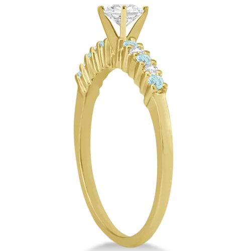 Petite Diamond & Aquamarine Engagement Ring 14k Yellow Gold (0.15ct)