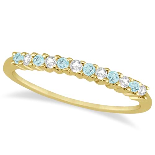 Petite Diamond & Aquamarine Bridal Set 18k Yellow Gold (0.35ct)