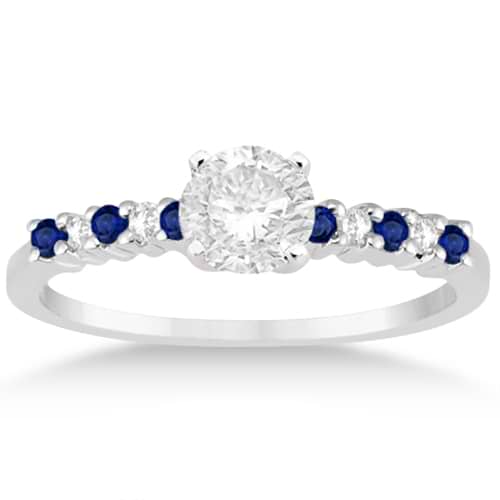 Petite Diamond & Sapphire Engagement Ring 14k White Gold (0.15ct)