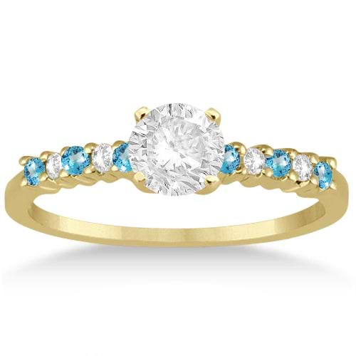 Petite Diamond & Blue Topaz Bridal Set 14k Yellow Gold (0.35ct)