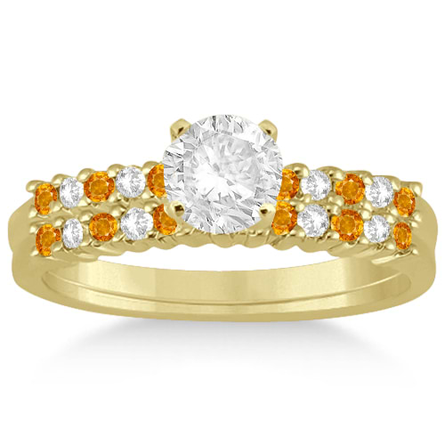 Petite Diamond & Citrine Bridal Set 14k Yellow Gold (0.35ct)