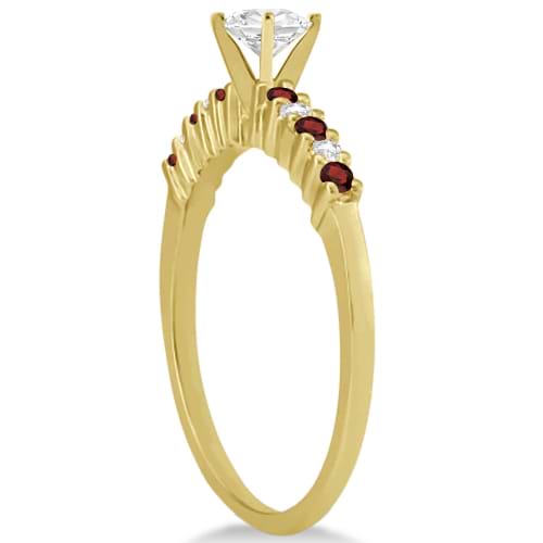 Petite Diamond & Garnet Engagement Ring 14k Yellow Gold (0.15ct)