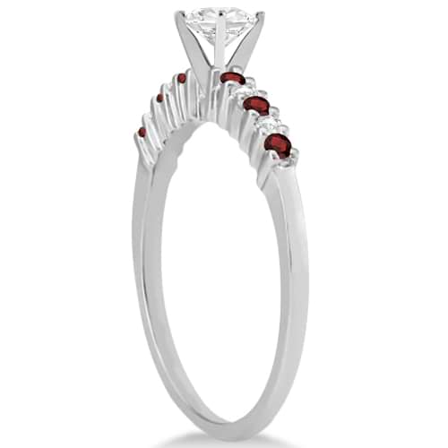 Petite Diamond & Garnet Engagement Ring Platinum (0.15ct)