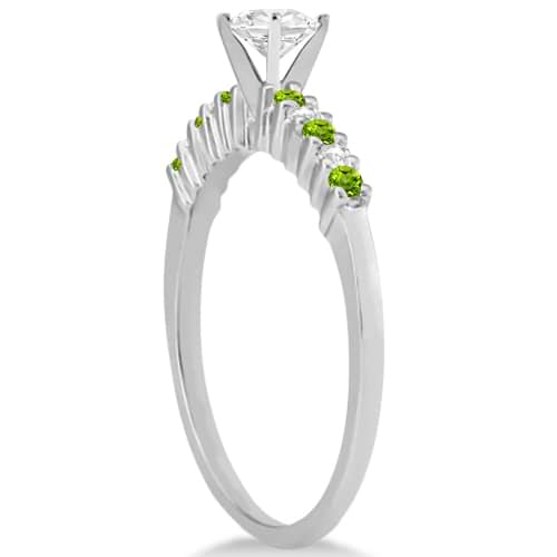 Petite Diamond & Peridot Engagement Ring Palladium (0.15ct)