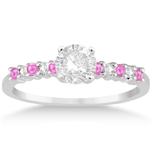 Diamond & Pink Sapphire Engagement Ring Palladium (0.15ct)
