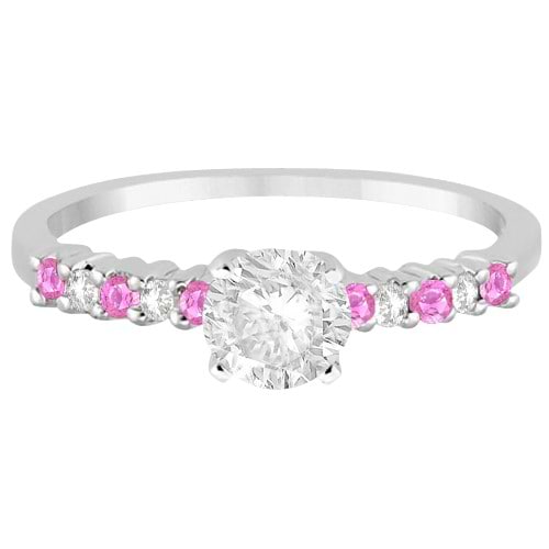 Diamond & Pink Sapphire Engagement Ring Palladium (0.15ct)