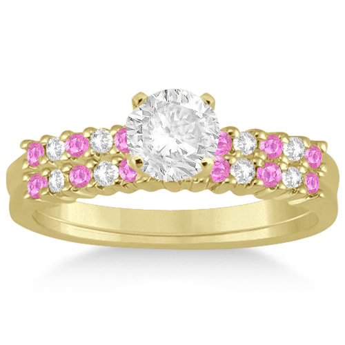 Diamond & Pink Sapphire Bridal Set 18k Yellow Gold (0.35ct)