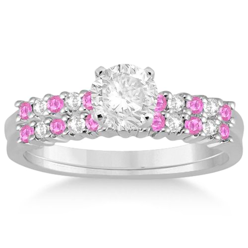 Diamond & Pink Sapphire Bridal Set Palladium (0.35ct)