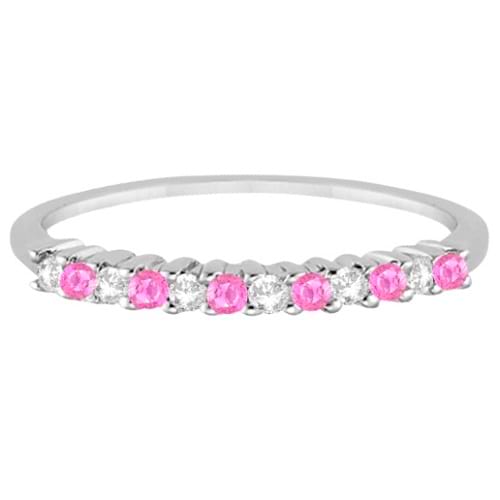 Diamond & Pink Sapphire Wedding Band 14k White Gold (0.20ct)