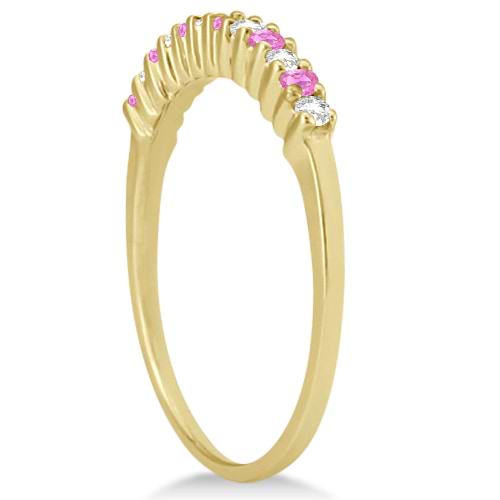 Diamond & Pink Sapphire Wedding Band 14k Yellow Gold (0.20ct)