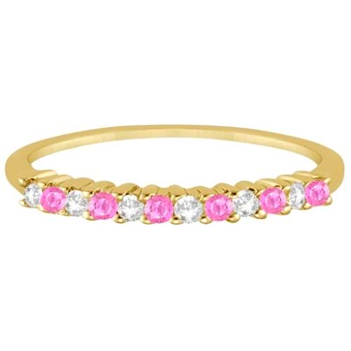 Diamond & Pink Sapphire Wedding Band 18k Yellow Gold (0.20ct)