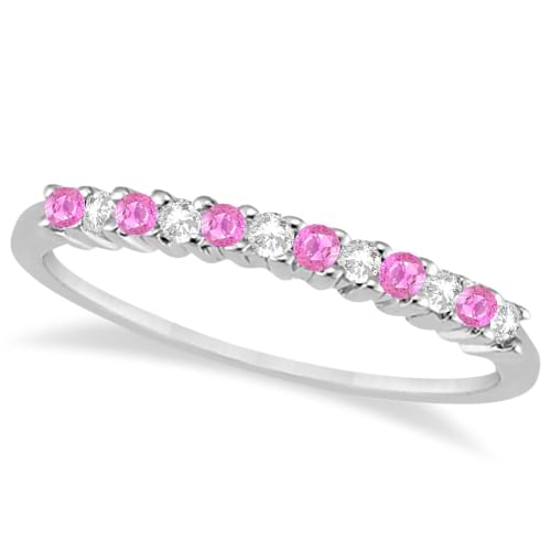 Diamond & Pink Sapphire Wedding Band Platinum (0.20ct)