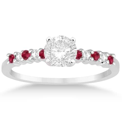 Petite Diamond & Ruby Engagement Ring Palladium (0.15ct)
