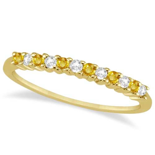 Diamond & Yellow Sapphire Wedding Band 14k Yellow Gold (0.20ct)