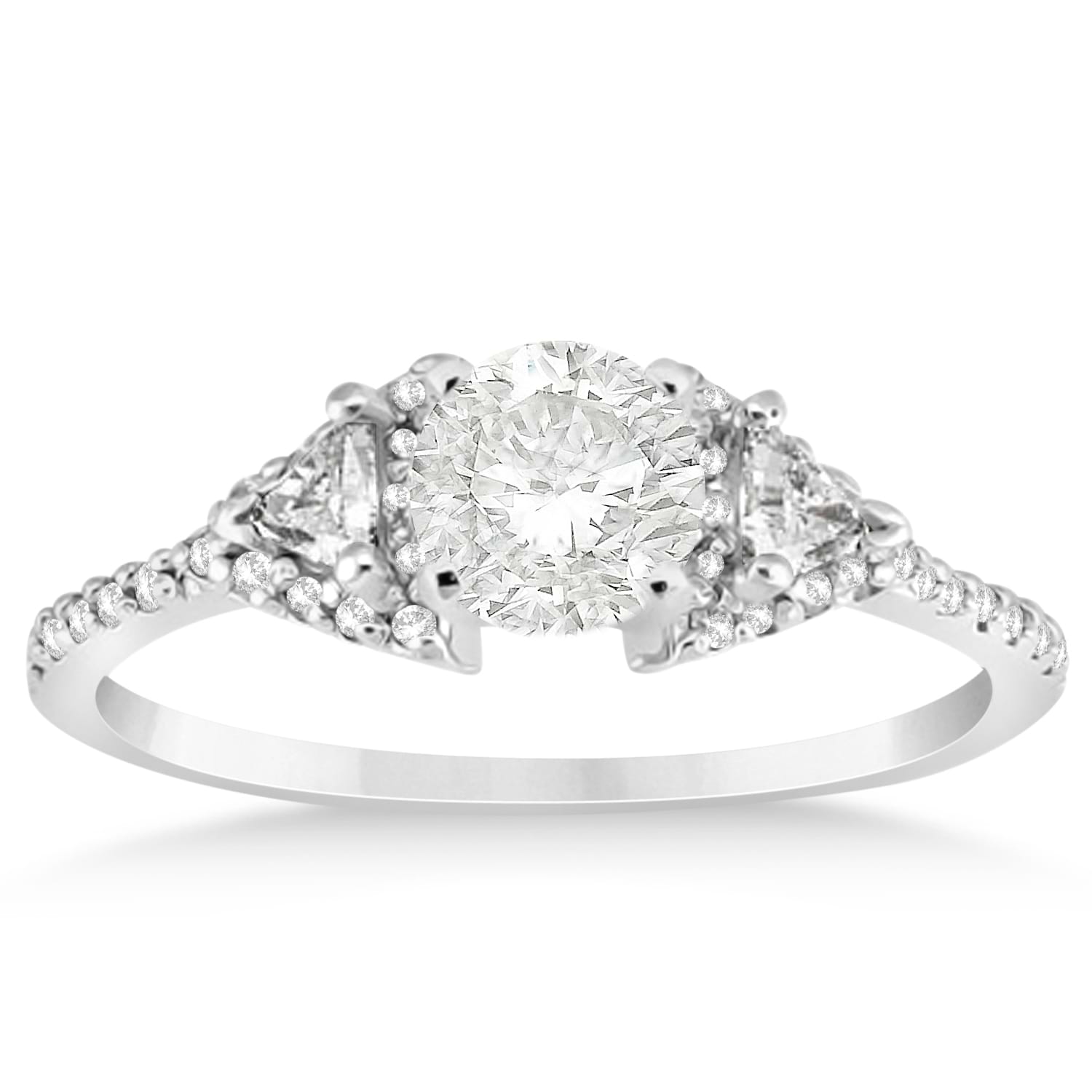 Diamond Trilliant Cut Engagement Ring Setting 18k White Gold 0.27ct