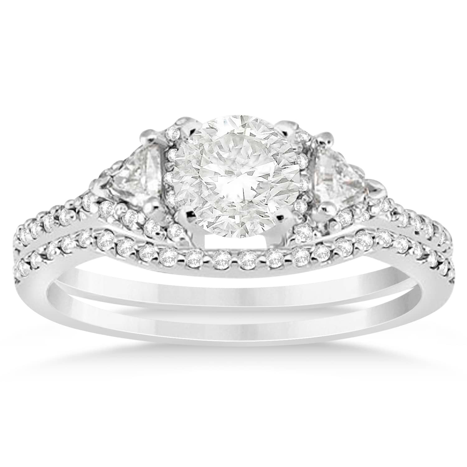Diamond Halo Trilliant Cut Bridal Set Setting Platinum 0.39ct