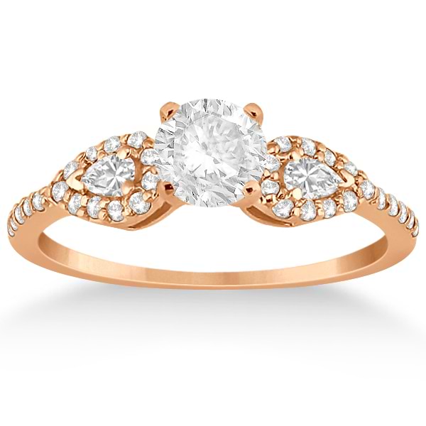 Pear Cut Side Stone Diamond Engagement Ring 14k  Rose Gold (0.33ct)