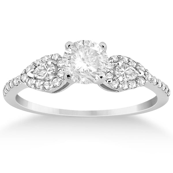 Pear Cut Side Stone Diamond Engagement Ring 14k  White Gold (0.33ct)