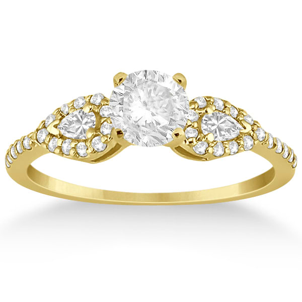 Pear Cut Side Stone Diamond Engagement Ring 18k Yellow Gold (0.33ct)