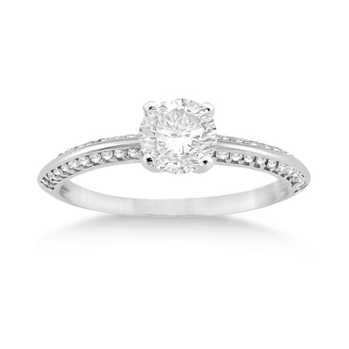 Petite Diamond Engagement Ring Setting 14k White Gold (0.25ct)