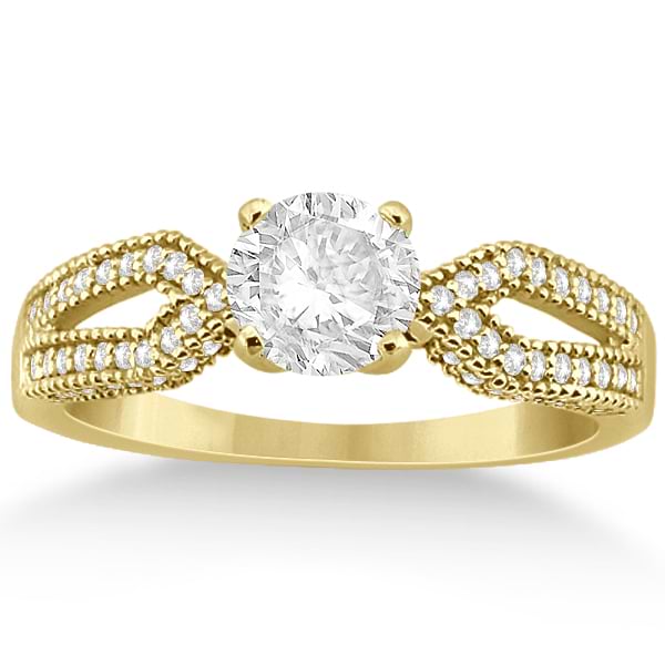 Solitaire Split Shank Diamond Engagement Ring 14k Yellow Gold (0.18ct)
