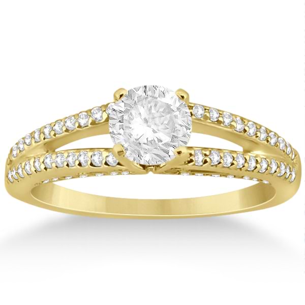 Modern Split Shank Diamond Engagement Ring 14k Yellow Gold (0.34ct)