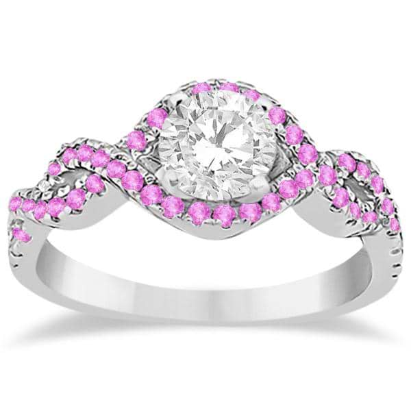 Pink Sapphire Halo Infinity Engagement Ring In 14k White Gold (0.39ct)
