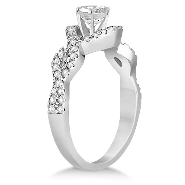 Diamond Infinity Halo Engagement Ring & Band Set 14K White Gold (0.60ct)