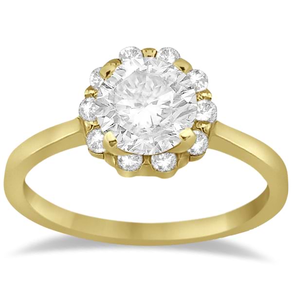 Floral Diamond Halo Engagement Ring Setting 18k Yellow Gold (0.20ct)