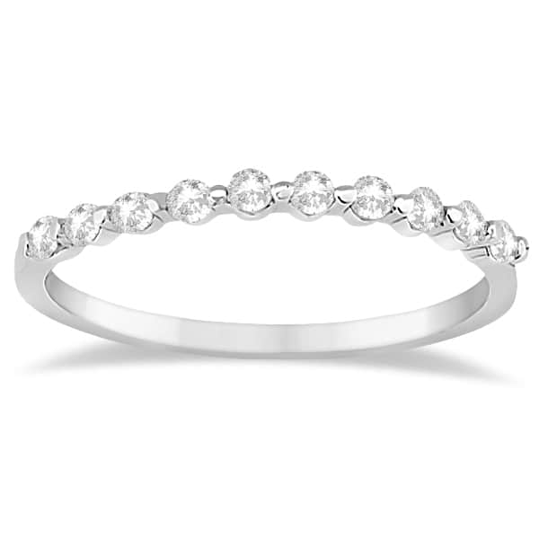 14K White Gold Over 0.20 Ct Diamond Half-Eternity Wedding Band Ring 