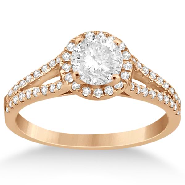 Angels Halo Split Shank Diamond Engagement Ring 14k  Rose Gold 0.43ct