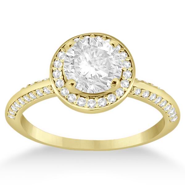 Knife Edge Halo Diamond Engagement Ring in 18k Y. Gold (0.36ct)
