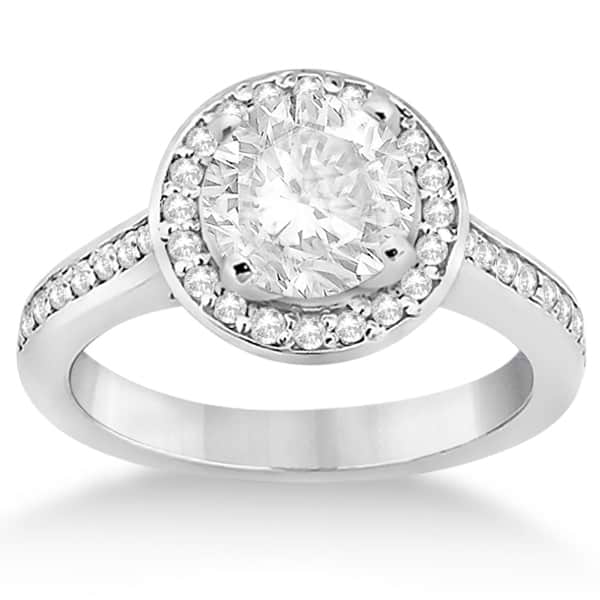 Carved Heart Halo Diamond Engagement Ring 14k  White Gold (0.31ct)